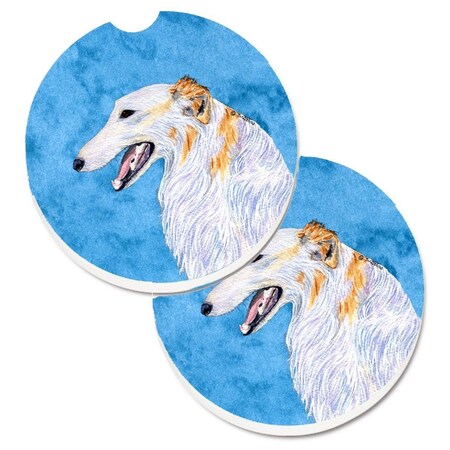 Carolines Treasures Blue Borzoi Set of 2 Cup Holder Car Coaster SS4751-BUCARC